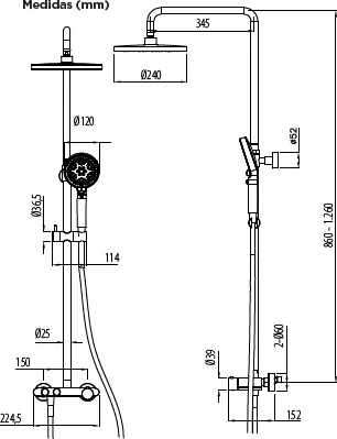 Stillo Hades columna termostática Detalle 23