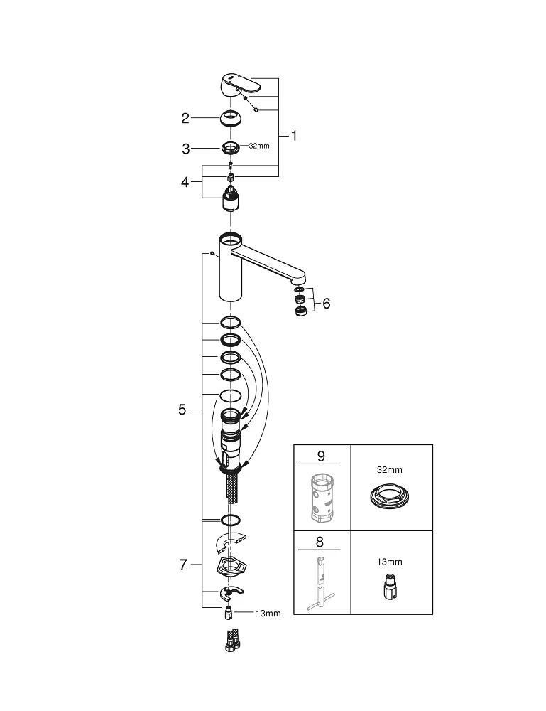 Grifería Grohe Eurosmart monomando Detalle 54