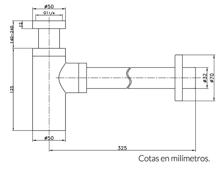 Stillo Sifón Cilíndrico 1 1/4" Detalle 2