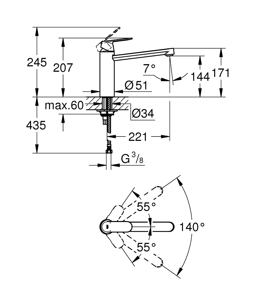 Grifería Grohe Eurosmart monomando Detalle 53