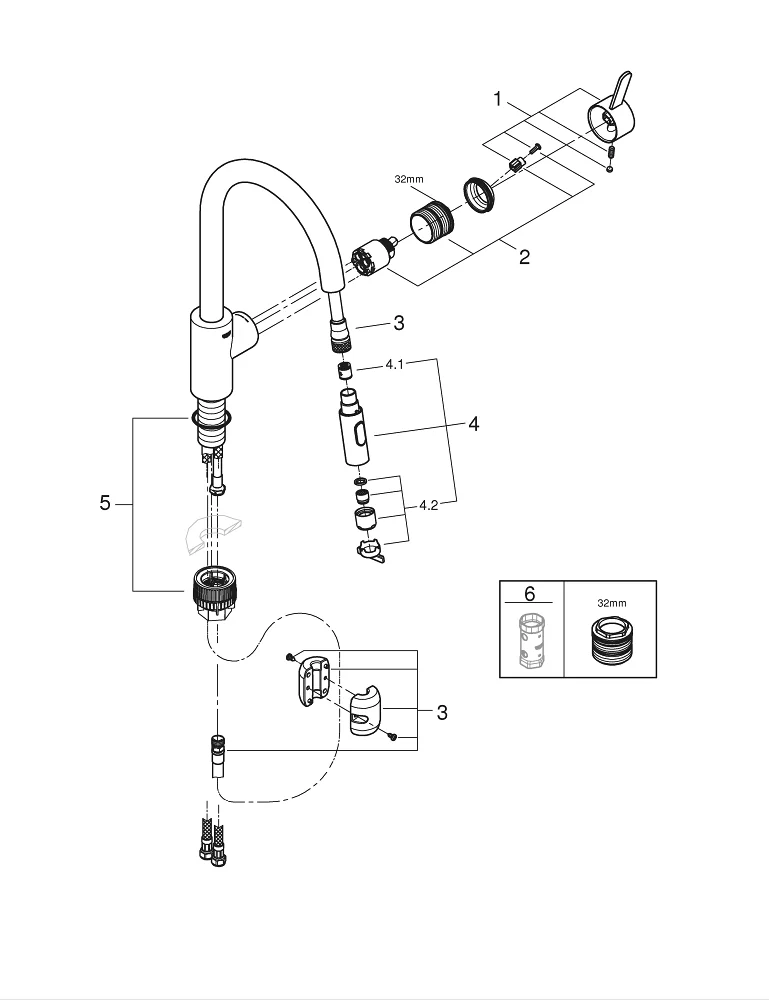 Grifería Grohe Eurosmart monomando Detalle 35