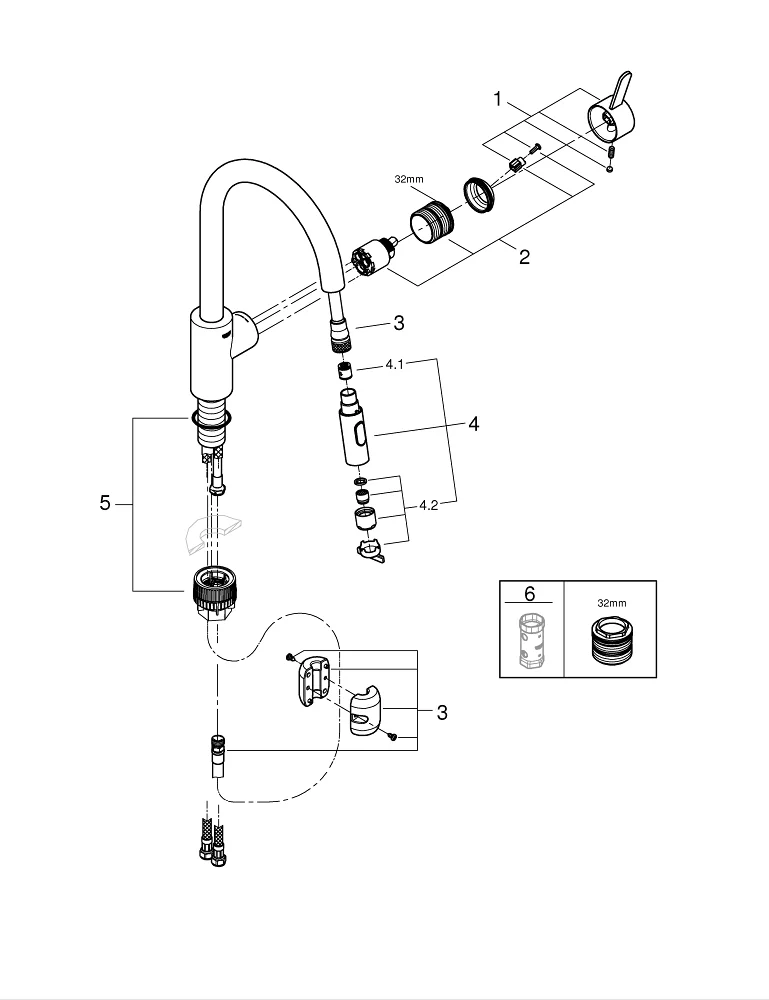 Grifería Grohe Eurosmart monomando Detalle 38
