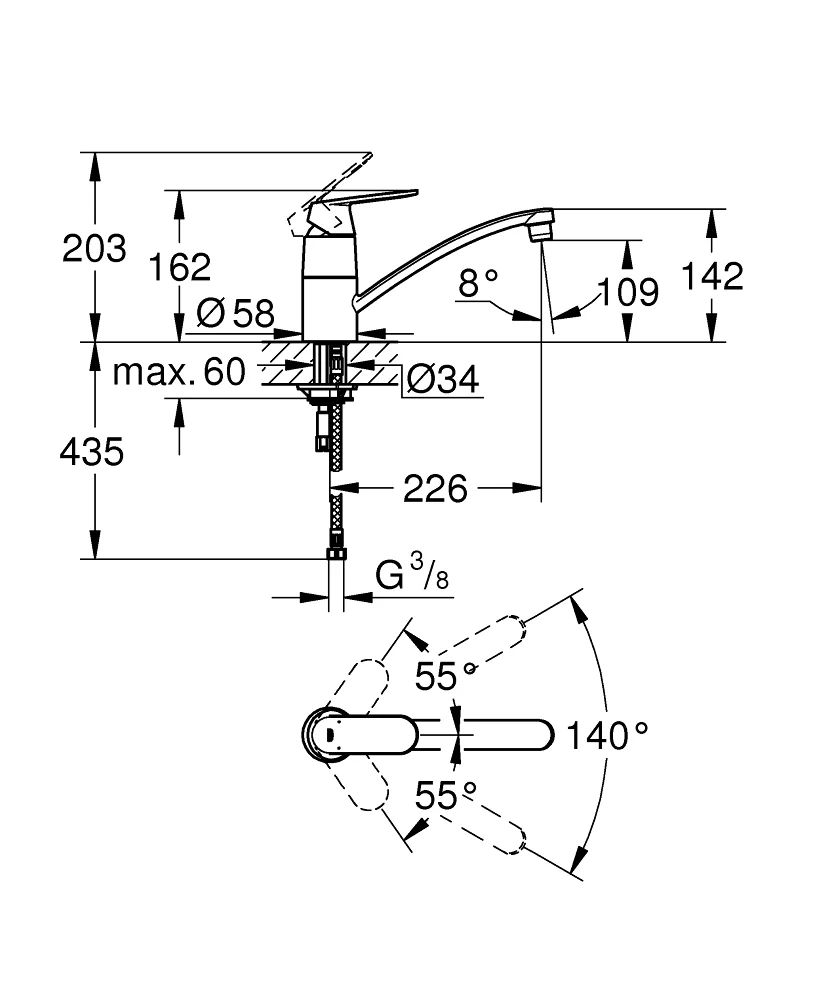 Grifería Grohe Eurosmart monomando Detalle 68