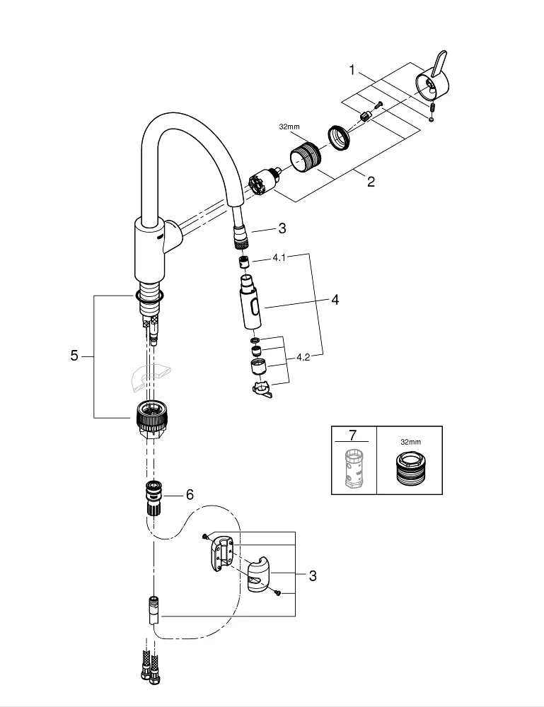 Grifería Grohe Eurosmart monomando Detalle 34