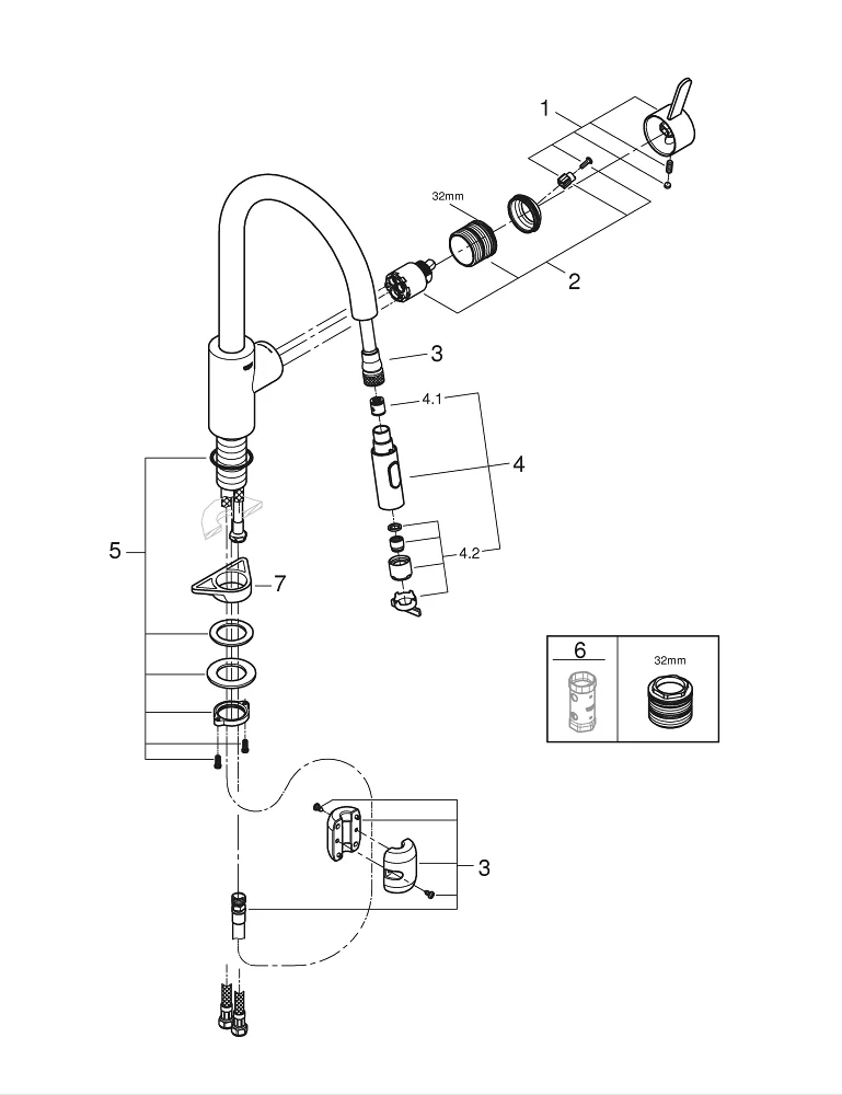 Grifería Grohe Eurosmart monomando Detalle 36